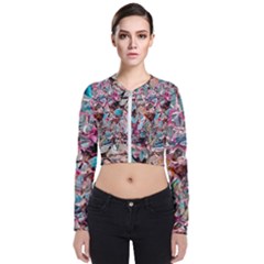 Aqua Blend Long Sleeve Zip Up Bomber Jacket by kaleidomarblingart