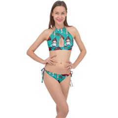 Magic Mushroom Cross Front Halter Bikini Set by GardenOfOphir