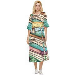 Sacred Mushroom Spell Charm Double Cuff Midi Dress by GardenOfOphir