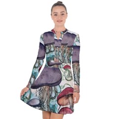 Shroom Magic Mushroom Charm Long Sleeve Panel Dress by GardenOfOphir