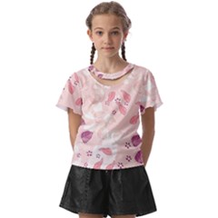 Leaves Foliage Boho Art Boho Style Pastel Nature Kids  Front Cut Tee by Ravend