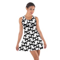 Playful Pups Black And White Pattern Cotton Racerback Dress by dflcprintsclothing