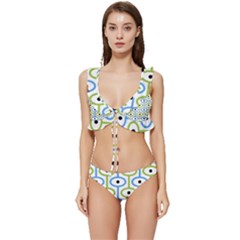 Geometric Pattern Eye Pattern Eyes Eye Print Low Cut Ruffle Edge Bikini Set by Ravend