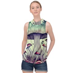 Toadstool Charm For Necromancy And Wizardry High Neck Satin Top by GardenOfOphir