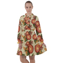 Flowers Leaves Pattern Flora Botany Drawing Art All Frills Chiffon Dress by Ravend