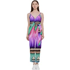Veil Presto Psilocybin Superstition Agaric Trick Button Mushroom Sciopticon Diablerie Voodoo Fairy V-neck Spaghetti Strap Tie Front Jumpsuit by GardenOfOphir