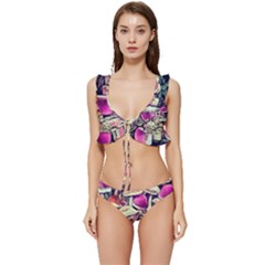 Sorcery Mushroom Low Cut Ruffle Edge Bikini Set by GardenOfOphir