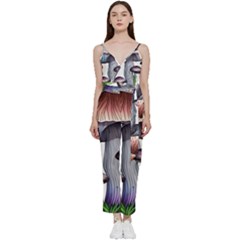 Necromancy Charm V-neck Spaghetti Strap Tie Front Jumpsuit by GardenOfOphir