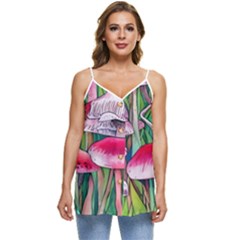 Forest Mushrooms Casual Spaghetti Strap Chiffon Top by GardenOfOphir