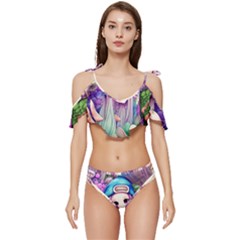 Fantasy Mushrooms Ruffle Edge Tie Up Bikini Set	 by GardenOfOphir