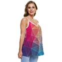 Multicolored Geometric Origami Idea Pattern Casual Spaghetti Strap Chiffon Top View3