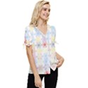 Spirals Twirls Abstract Geometric Art Pattern Bow Sleeve Button Up Top View3