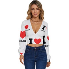 I Love Stephanie Long Sleeve Deep-v Velour Top by ilovewhateva