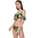 Texture Ornament Pattern Seamless Paisley Ruffle Edge Tie Up Bikini Set	 View2