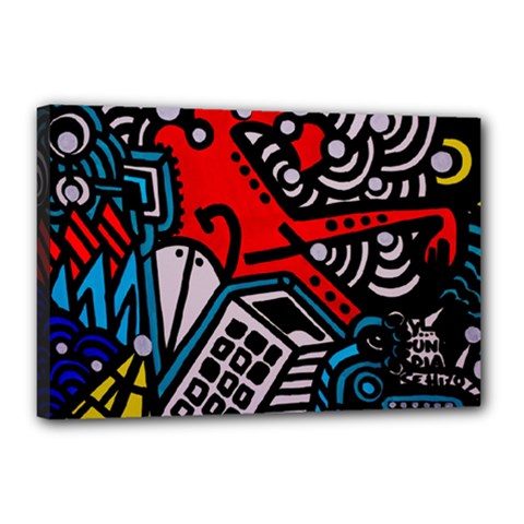 Multicolored Doodle Art Street Art Canvas 18  X 12  (stretched) by Jancukart