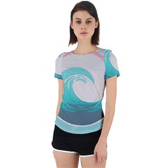 Tidal Wave Ocean Sea Tsunami Wave Minimalist Back Cut Out Sport Tee by Pakemis