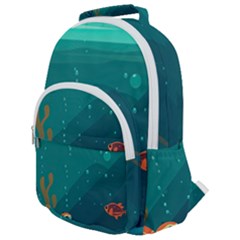 Ai Generated Ocean Sea Fish Aquatic Water Nature 5 Rounded Multi Pocket Backpack by Pakemis