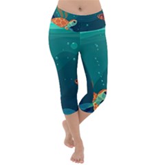 Ai Generated Ocean Sea Fish Aquatic Water Nature 5 Lightweight Velour Capri Yoga Leggings by Pakemis