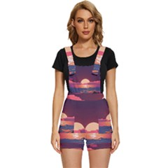 Sunset Ocean Beach Water Tropical Island Vacation 5 Short Overalls by Pakemis