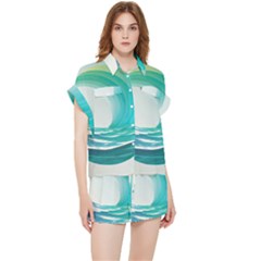 Tsunami Tidal Wave Wave Minimalist Ocean Sea 2 Chiffon Lounge Set by Pakemis