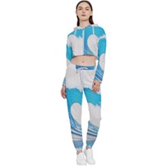 Wave Tsunami Tidal Wave Ocean Sea Water Cropped Zip Up Lounge Set by Pakemis