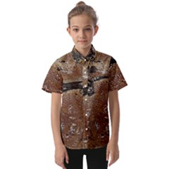 Rustic Charm Abstract Print Kids  Short Sleeve Shirt by dflcprintsclothing