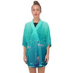 Ai Generated Ocean Sea Fish Aquatic Water Nature 3 Half Sleeve Chiffon Kimono by Pakemis