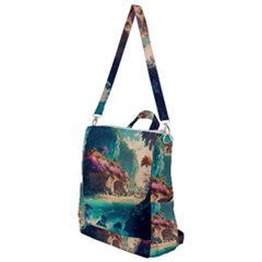 Tropical Island Fantasy Landscape Palm Trees Ocean Crossbody Backpack by Pakemis