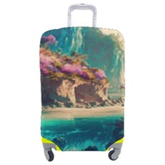 Tropical Island Fantasy Landscape Palm Trees Ocean Luggage Cover (medium) by Pakemis
