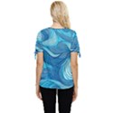 Ocean Waves Sea Abstract Pattern Water Blue Bow Sleeve Button Up Top View4