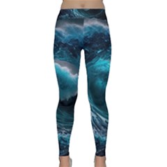 Tsunami Waves Ocean Sea Water Rough Seas 3 Classic Yoga Leggings by Pakemis