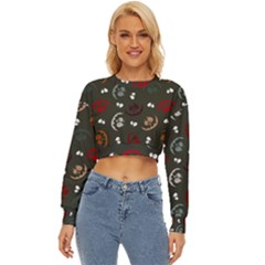Art Halloween Pattern Creepy Design Digital Papers Lightweight Long Sleeve Sweatshirt by Wegoenart