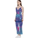 Liquid Art Pattern - Fluid Art V-Neck Spaghetti Strap Tie Front Jumpsuit View2