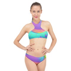 Liquid Art Pattern - Fluid Background High Neck Bikini Set by GardenOfOphir