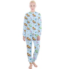 Pattern Giraffe Animal Seamless Scrapbooking Blue Women s Lounge Set by Wegoenart