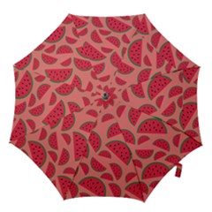 Watermelon Red Food Fruit Healthy Summer Fresh Hook Handle Umbrellas (small) by Wegoenart