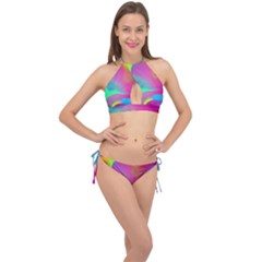 Fluid Background Cross Front Halter Bikini Set by GardenOfOphir