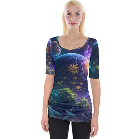 Fantasy People Mysticism Composing Wide Neckline Tee by Jancukart