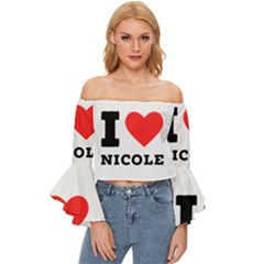 I Love Nicole Off Shoulder Flutter Bell Sleeve Top by ilovewhateva