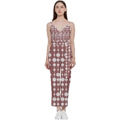 Pattern 25 V-neck Spaghetti Strap Tie Front Jumpsuit by GardenOfOphir