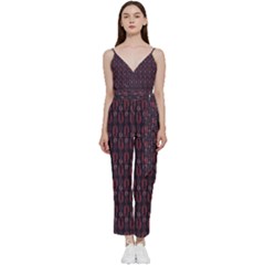 Pattern 60 V-neck Spaghetti Strap Tie Front Jumpsuit by GardenOfOphir
