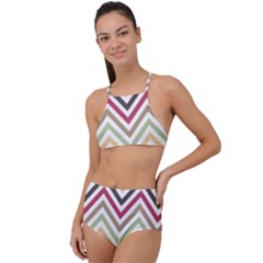 Colorful Chevron High Waist Tankini Set by GardenOfOphir