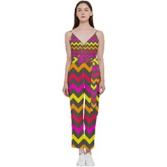 Pattern 113 V-neck Spaghetti Strap Tie Front Jumpsuit by GardenOfOphir