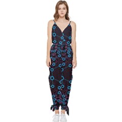 Artificial Intelligence Network Sleeveless Tie Ankle Chiffon Jumpsuit by Semog4