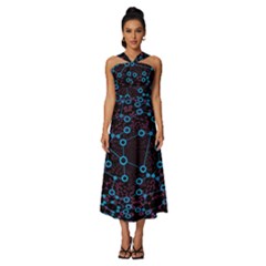 Artificial Intelligence Network Sleeveless Cross Front Cocktail Midi Chiffon Dress by Semog4