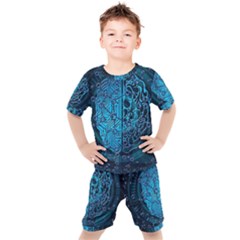 Artificial Intelligence Network Blue Art Kids  Tee And Shorts Set by Semog4