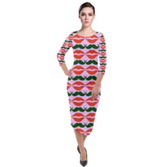 Pattern 174 Quarter Sleeve Midi Velour Bodycon Dress by GardenOfOphir