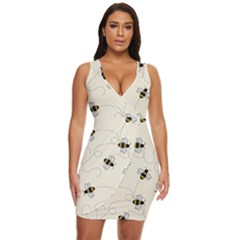 Insects Bees Digital Paper Draped Bodycon Dress by Semog4