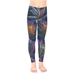 Ai Generated Succulents Flowers Kids  Classic Winter Leggings by Semog4