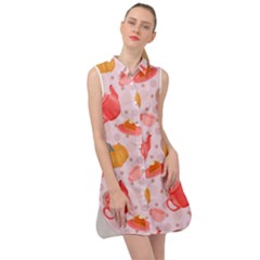 Pumpkin Tea Cup Pie Dessert Sleeveless Shirt Dress by Semog4